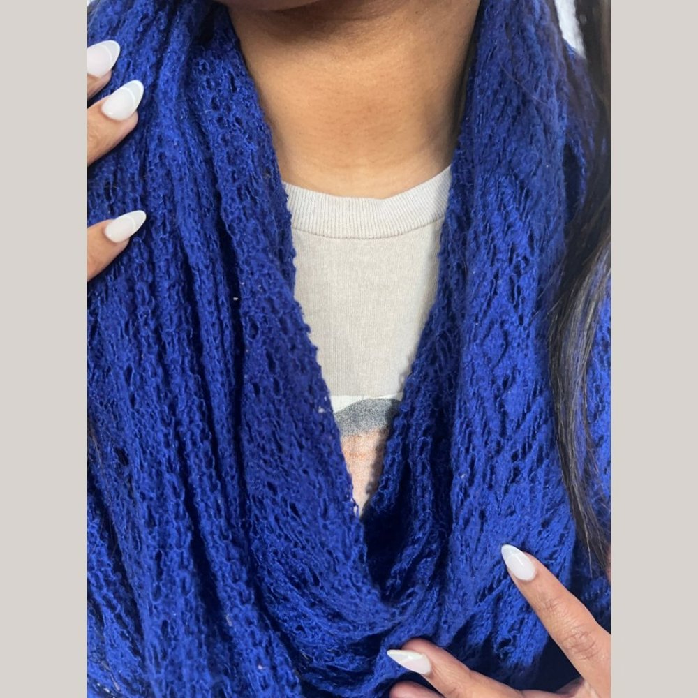 Blue Knitted Infinity Scarf